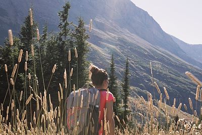 Randonneuse dans le Parc National de Glacier - Montana - Etats-Unis