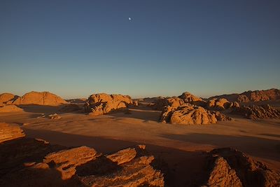 Coucher du soleil dans le Wadi Rum 