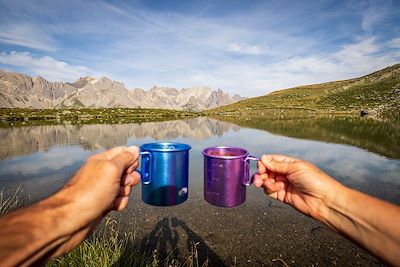 Pause au bord du lac Laramon - Vallée de la Clarée - France