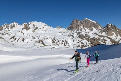 © MONTICO Lionel / Hemis.fr - Ski de randonnée dans les Hautes-Alpes, Col du Vallon - France Ski de randonnée dans les Hautes-Alpes, Col du Vallon - France
