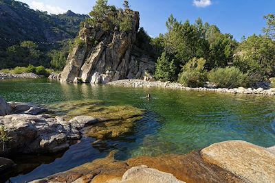 Baignade dans une rivière, Corse