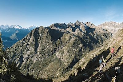 Vallée du Trient - Les Marécottes  avec en arrière plan le Mont-Blanc - Suisse