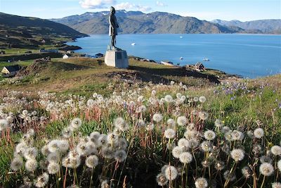 Statue de l'explorateur Leif Ericson près de Gorrosari - Groenland