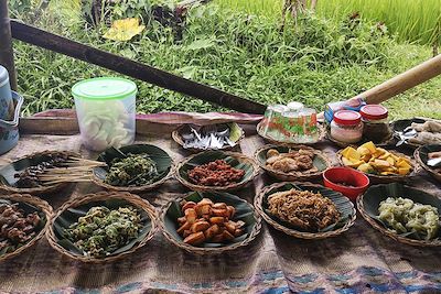 Repas balinais au cœur des rizières - Bali - Indonésie