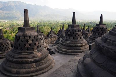 © Marie Astrid Peltier - Stupas au temple de Borobudur - Java - Indonésie Stupas au temple de Borobudur - Java - Indonésie