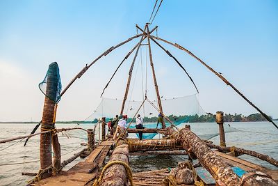Filets de pêche chinois à Cochin - Kerala - Inde