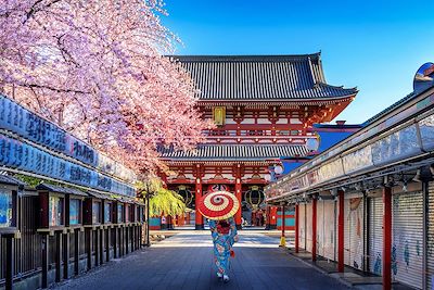 © tawatchai1990 / Adobe Stock - Maiko devant le temple Senso-ji à Tokyo - Japon Maiko devant le temple Senso-ji à Tokyo - Japon