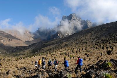 © imageBROKER/ hemis.fr - Vue sur le sommet de Batian - parc national du Mont Kenya - Kenya Vue sur le sommet de Batian - parc national du Mont Kenya - Kenya