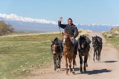 © Denis Chambon - Cavalier du village de Kyzart - région du lac Song Kul - Kirghizistan Cavalier du village de Kyzart - région du lac Song Kul - Kirghizistan