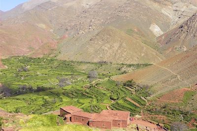 Vue depuis le col pour atteindre l’Assif n’Tichki (2600m) Maroc