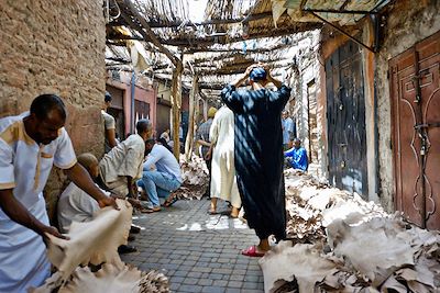 Artisans et marchands de cuir - Marrakech - Maroc