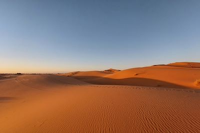 Coucher de soleil sur les dunes de Merzouga - Maroc