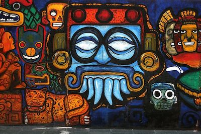 Peinture murale dans le centre historique de Mexico - District fédéral de Mexico - Mexique
