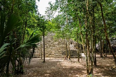 © Aerial Film Studio / Adobe Stock - Pyramide de Nohoch Mul - Site de Coba - Yucatan - Mexique Pyramide de Nohoch Mul - Site de Coba - Yucatan - Mexique
