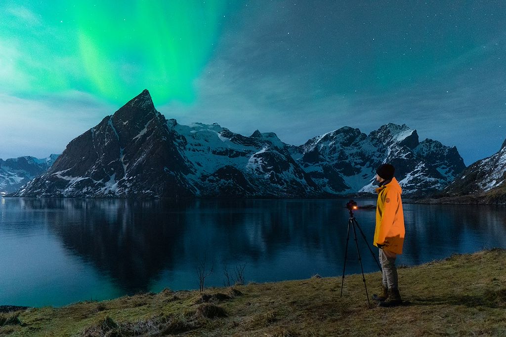 Image Iles Lofoten - aurores boréales - lumières d'automne