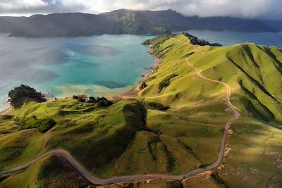 Marlborough Sounds vue aérienne - Nouvelle Zélande