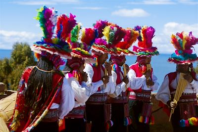 Fête des moissons sur l'île de Taquile sur le lac Titicaca - Puno - Pérou