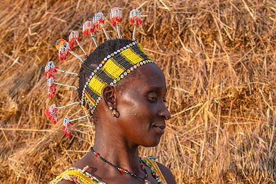 Femme Bassari en costume traditionnel - Village d'Ethiolo - Kédougou - Sénégal
