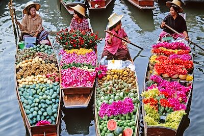 Marché flottant de Damnoen Saduak à Bangkok - Thaïlande