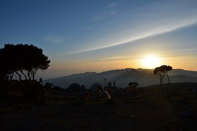 Coucher de Soleil - Shira Cave Camp - Kilimandjaro, voie Machame - Tanzanie