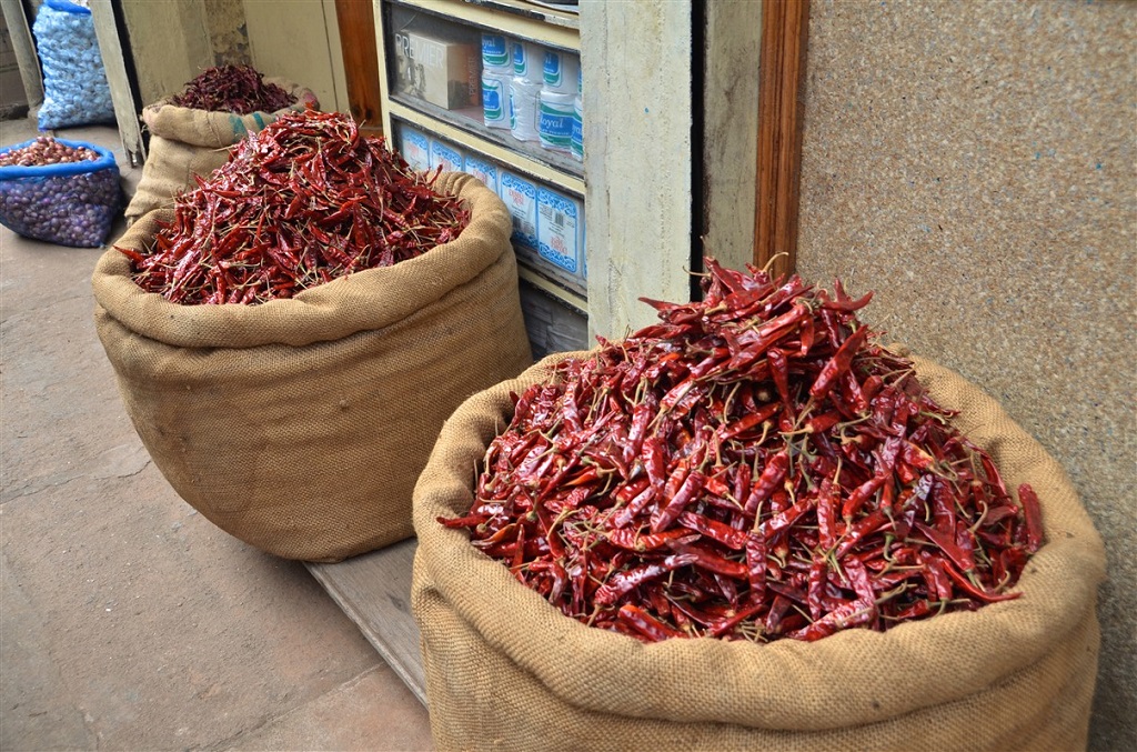 Sacs de piments - Cochin - Kerala - Inde