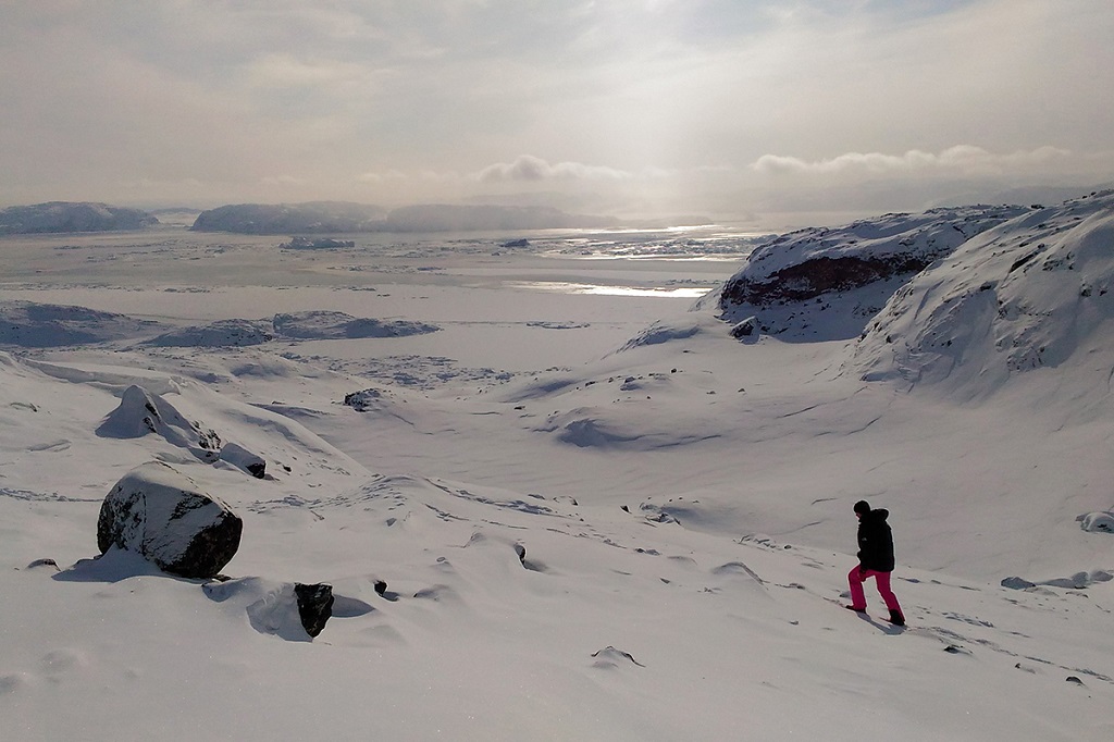 Sortie en raquettes - Baie de Disko en hiver, Groenland