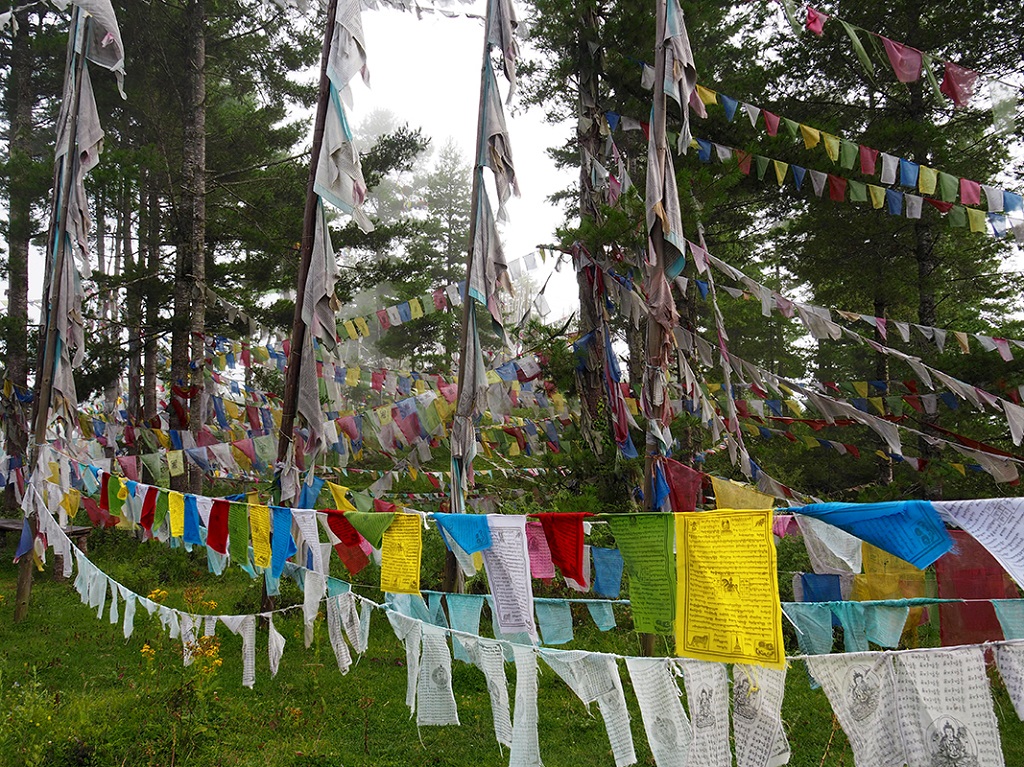 Drapeaux à prières, Kiki La pass, Jakar, Vallée de Bhumthang - ©Thomas Callens