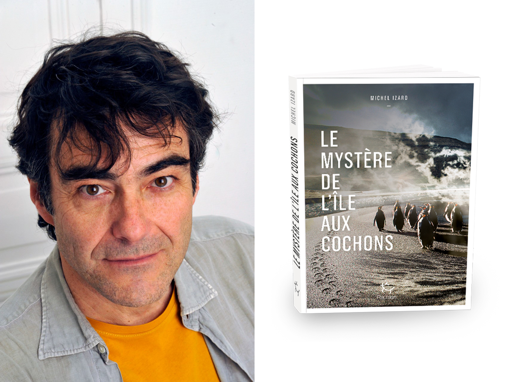 Michel Izard et son ouvrage Le mystère de l'île aux Cochons ©Stanislas Kalimerov / Editions Paulsen