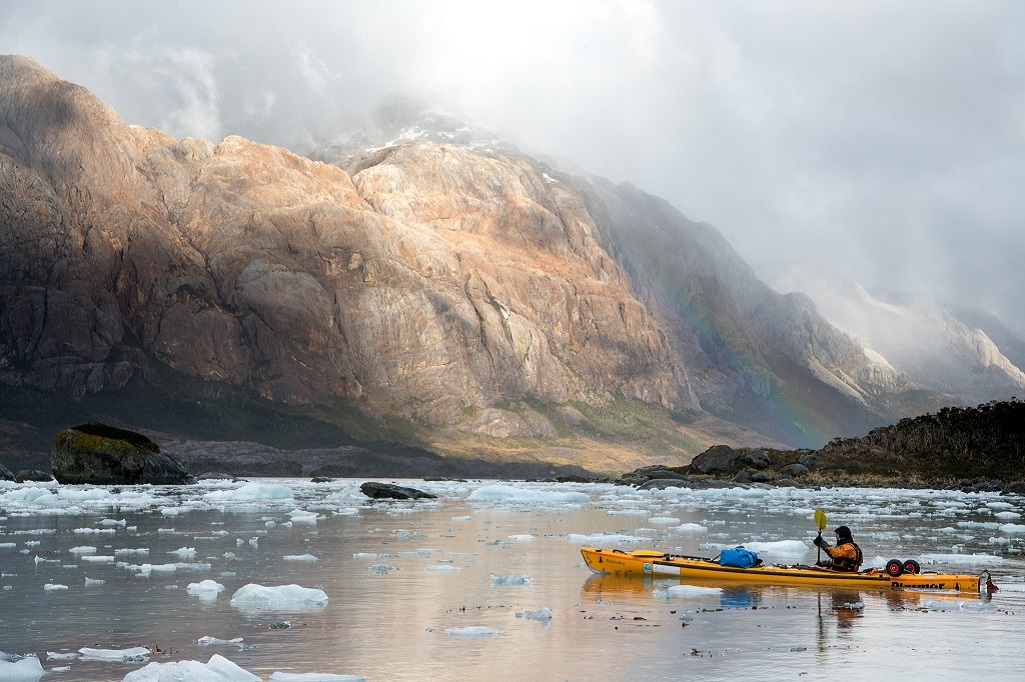 Christian Clot, en kayak en Patagonie