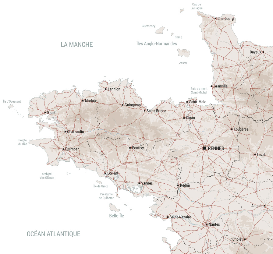 Carte de la Bretagne - Normandie