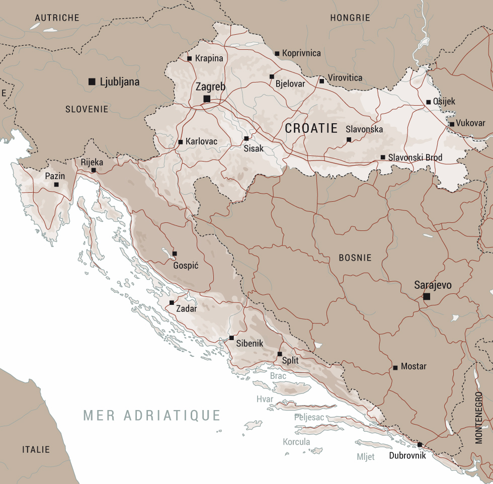 Carte de la Croatie