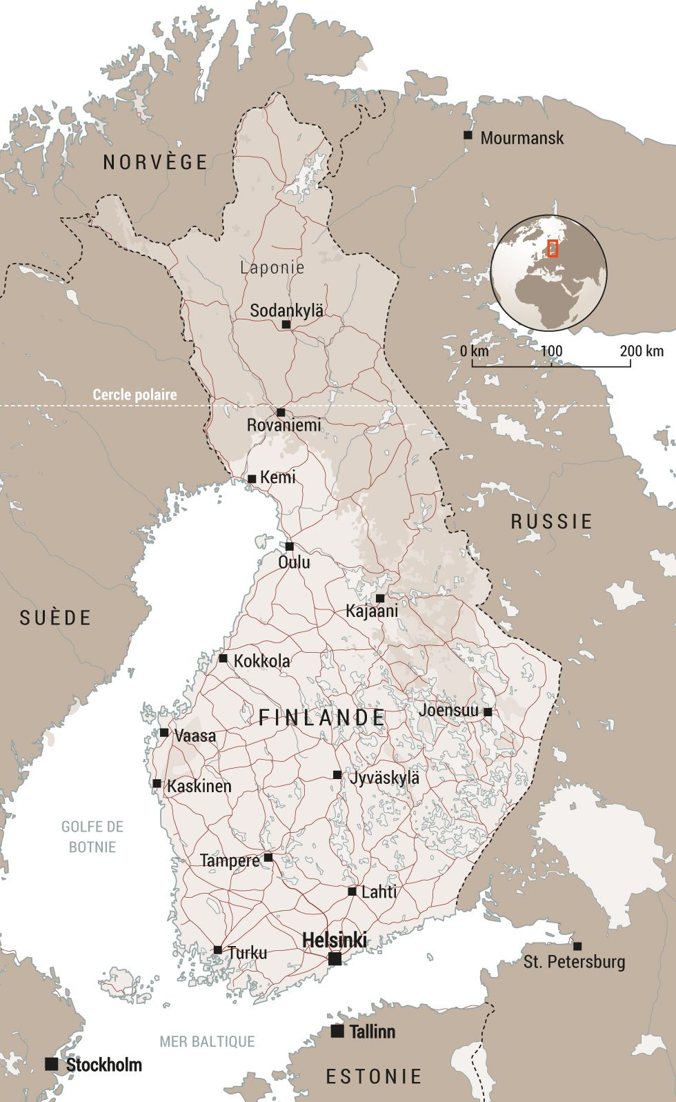 Carte de la Finlande