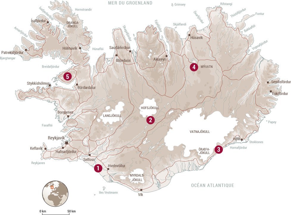 Carte de l'Islande