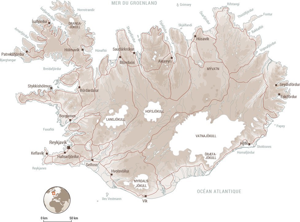 Carte de l'Islande