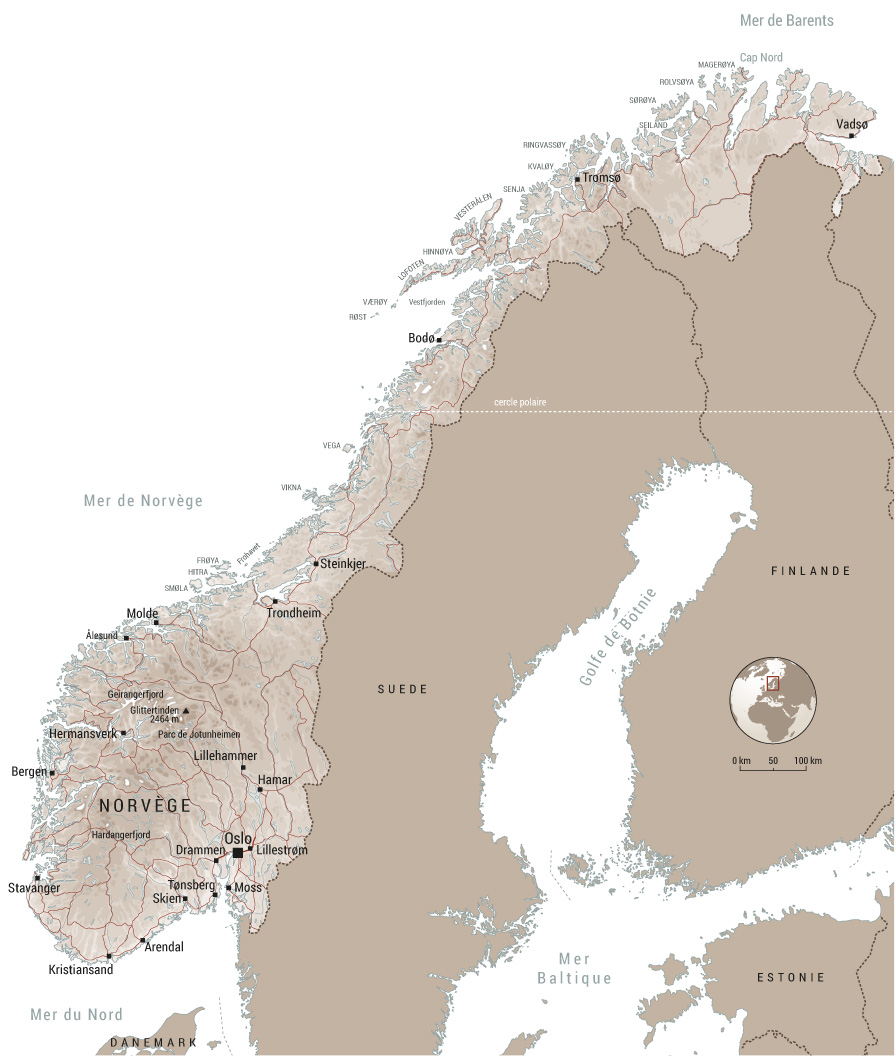 Carte de la Norvège